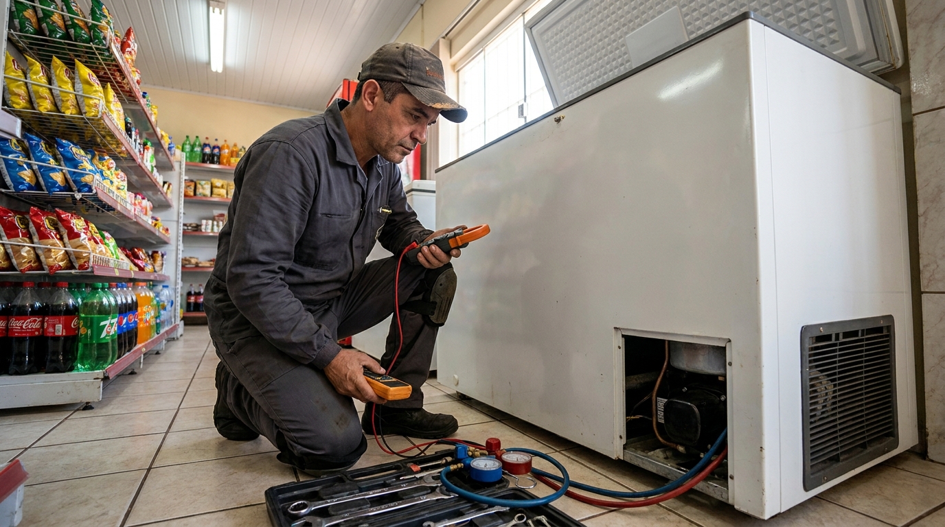 Reparo na placa eletrônica do freezer no Castelo, Belo Horizonte‑MG